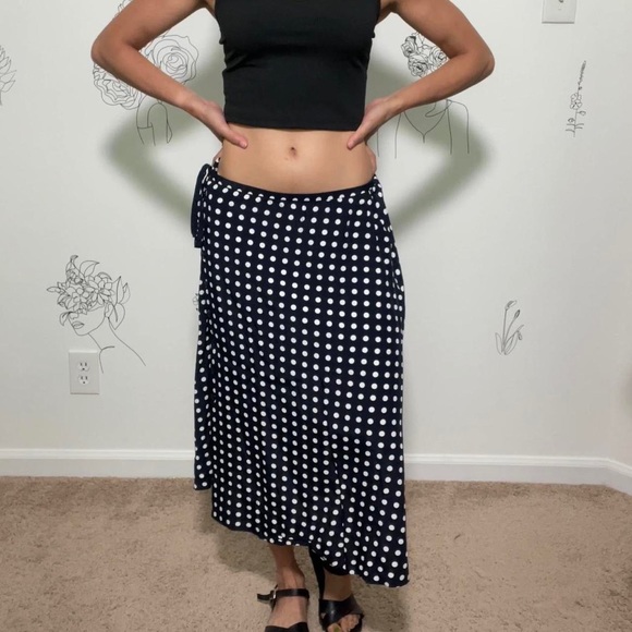 Vintage Black Circle Print Skirt VILLAGER - Picture 3 of 5